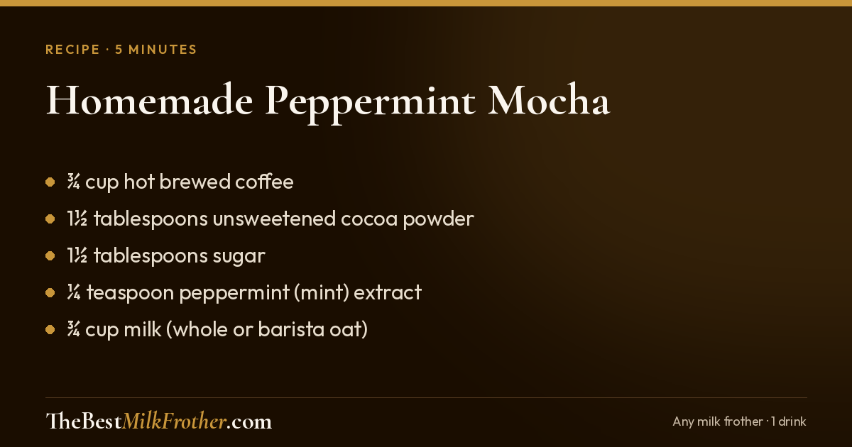 Homemade peppermint mocha in 5 minutes with a milk frother.